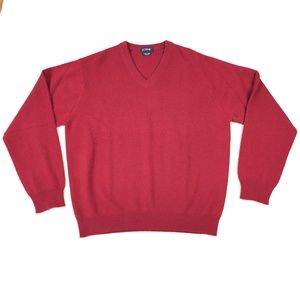 J.Crew Men's Red V-Neck 100% 2Ply Cashmere Sweater